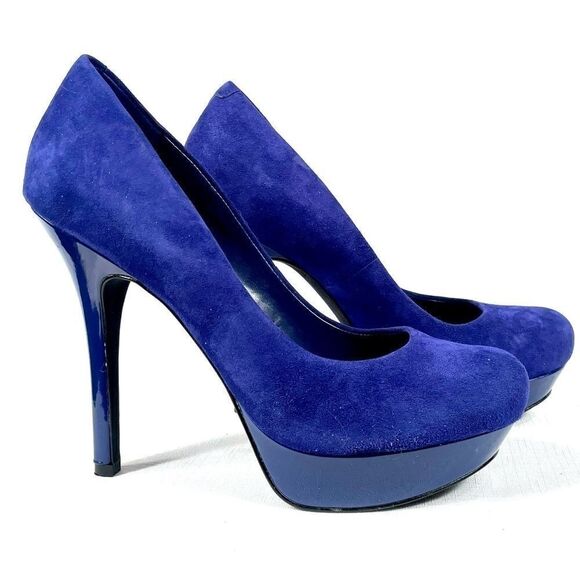 BLUE SUEDE JESSICA SIMPSON 5” HEEL PLATFORMS S-7.5 - Picture 2 of 6